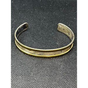 VINTAGE GIDEON STERLING SILVER MID CENTURY MODERNIST TWO TONE CUFF BRACELET